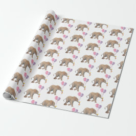 Baby Elephant pink & violet balloon Gift Wrapping Geschenkpapier