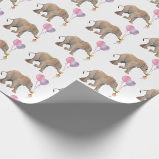 Baby Elephant pink & violet balloon Gift Wrapping Geschenkpapier
