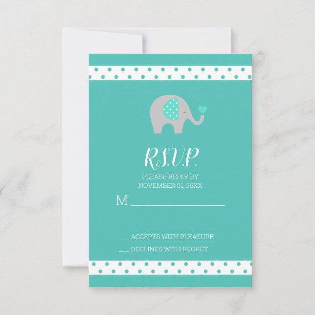 Baby Elephant Polka Dots Baby Shower RSVP Card Karte (Vorderseite)