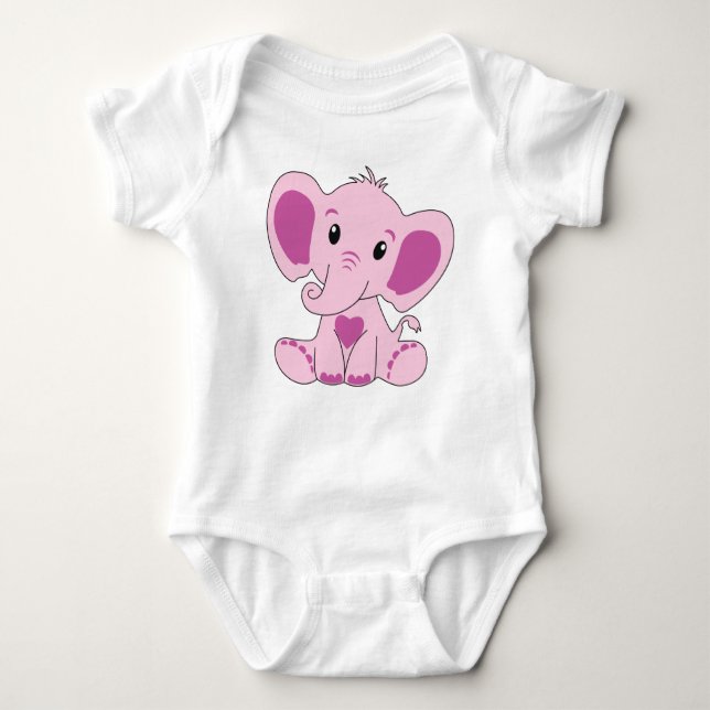 Baby, Elephant, Rosa, Baby Bodysuit, DAM Creative, Baby Strampler (Vorderseite)