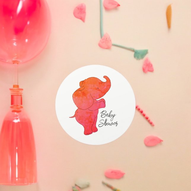 Baby Elephant Runder Aufkleber (Elephant Baby Shower party theme sticker,birthday party sticker,gift pack,envelope,return gift stick)