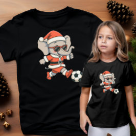 Baby Elephant Santa Soccer Player Vintage AI Art Tri-Blend Shirt