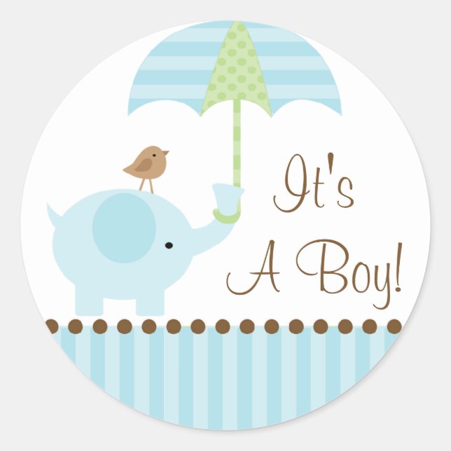 Baby Elephant Schirm Es ist ein Boy Sticker (Vorderseite)