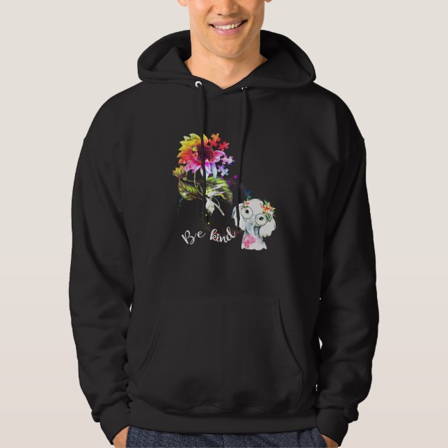 Baby Elephant sei nett farbenfroh Sonnenblumenauti Hoodie (Vorderseite)
