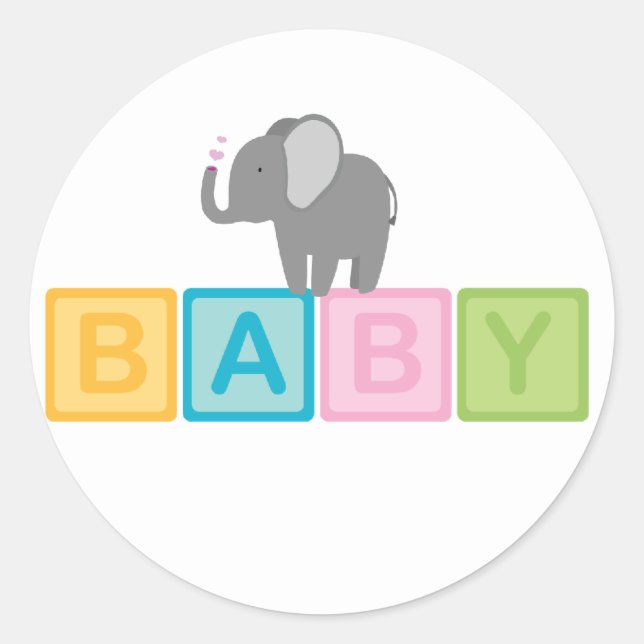 Baby Elephant Shower Runder Aufkleber (Vorderseite)