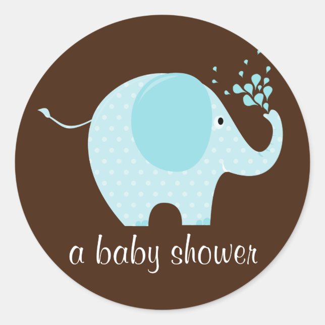 Baby Elephant Shower Siegel Runder Aufkleber (Vorderseite)