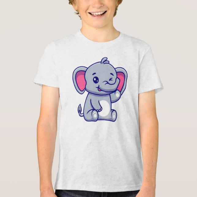 Baby Elephant Sitting Waving Hand-23800 Tri-Blend Shirt (Vorderseite)