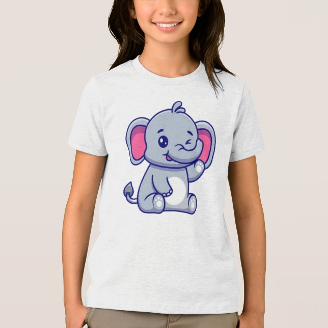 Baby Elephant Sitting Waving Hand-23800 Tri-Blend Shirt (Vorderseite)