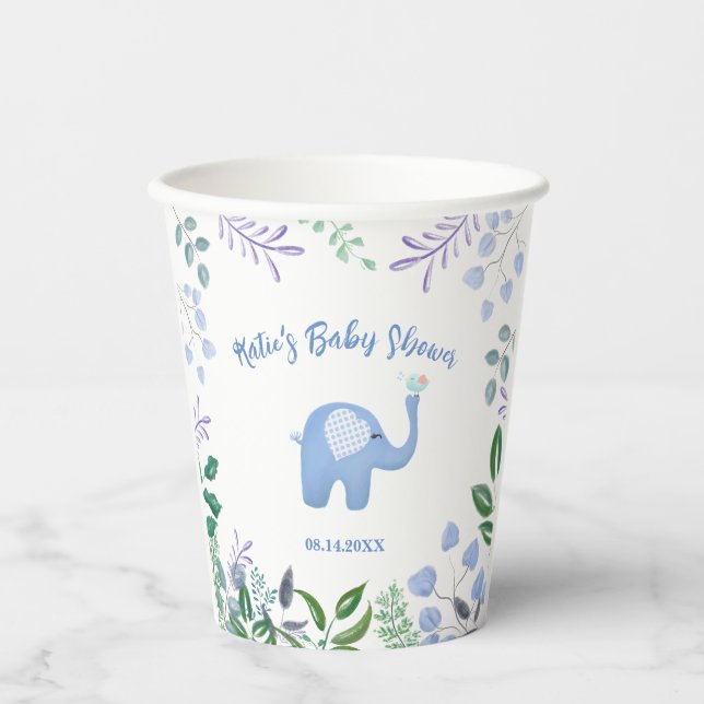 Baby Elephant Song Bird Baby Dusche Pappbecher (Vorderseite)