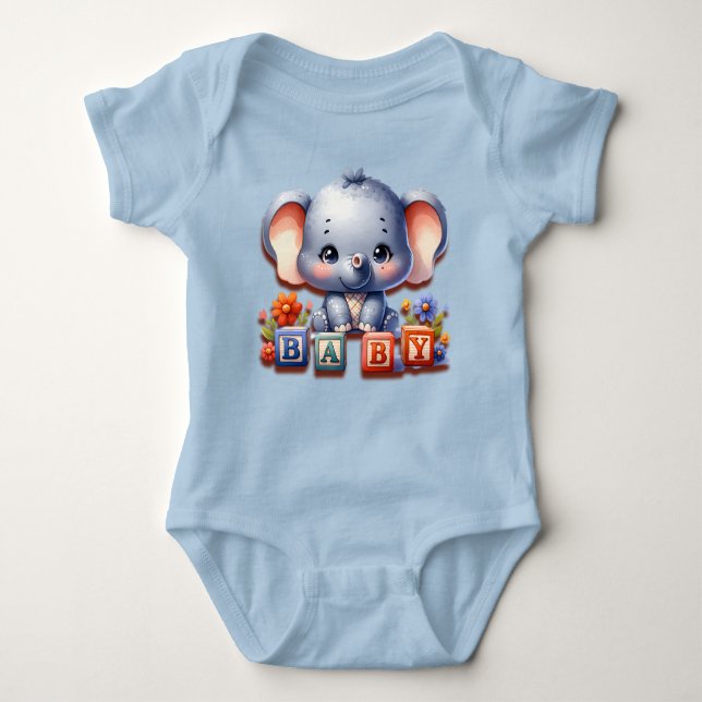 Baby Elephant Speller Baby Strampler (Vorderseite)