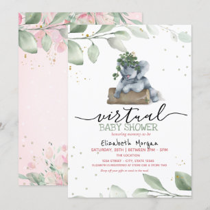 Baby Elephant Stars Verlasse Virtual Baby Dusche Einladung