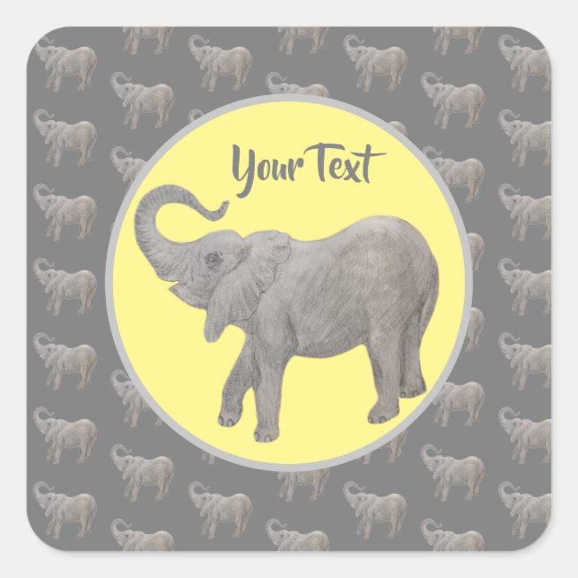 Baby Elephant Stickers Gelb und Grau (Vorderseite)