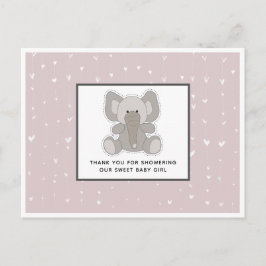 Baby Elephant String Hearts Baby Dusche Vielen Dan Postkarte