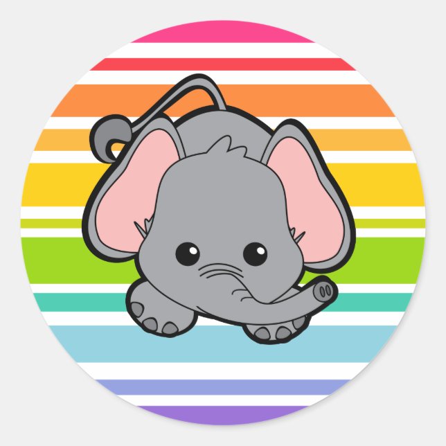 Baby Elephant Süsse Runder Aufkleber (Vorderseite)