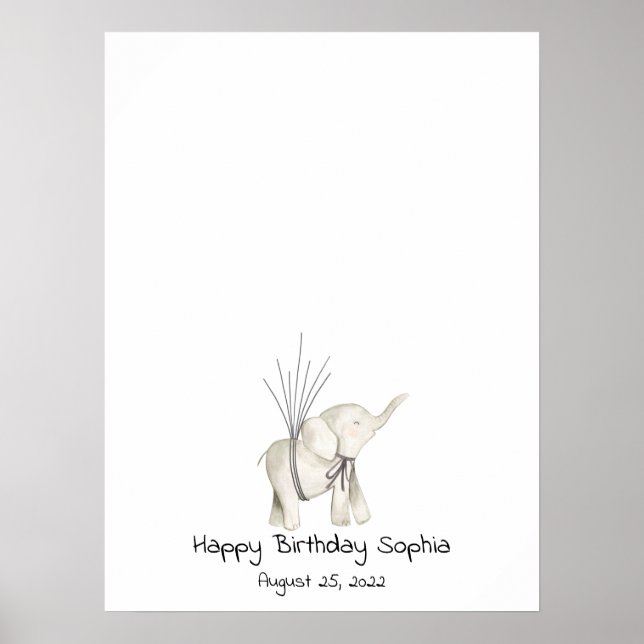 Baby Elephant Thumbprint Gastbuch Poster (Vorne)