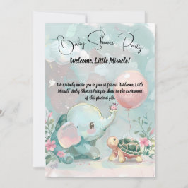 Baby Elephant & Turtle Baby Dusche Einladung