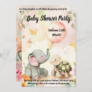 Baby Elephant & Turtle Baby Dusche Einladung