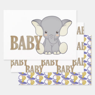 Baby Elephant und Schnuller Geschenkpapier Set