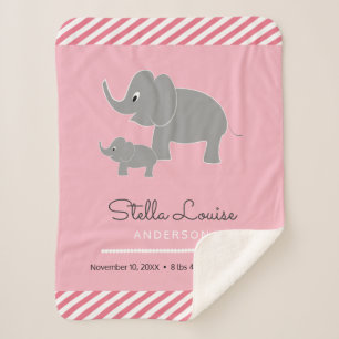 Baby Elephant und Umbrella Baby Girl Birth Stats Sherpadecke