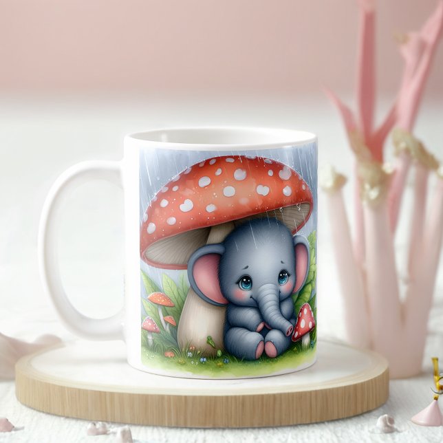 Baby Elephant unter Pilzschirm Kaffeetasse (Von Creator hochgeladen)