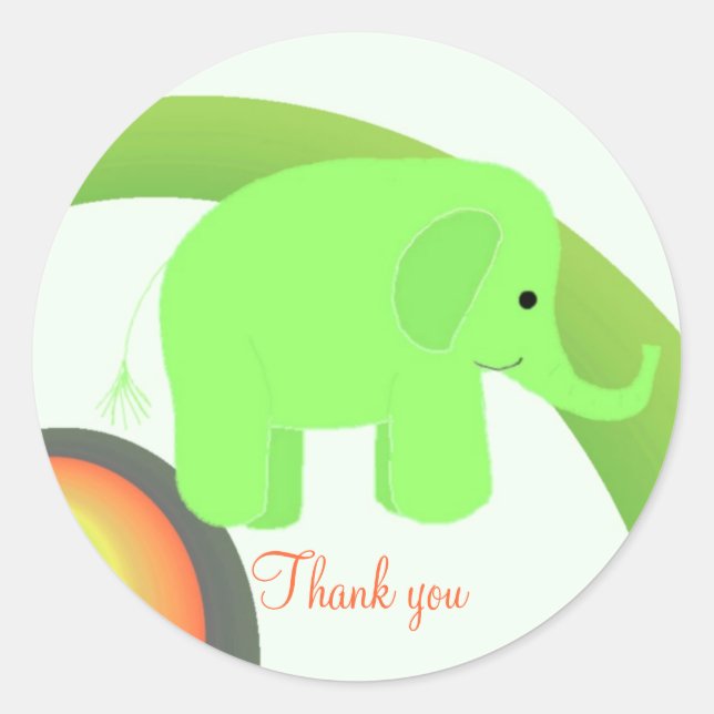 Baby Elephant Vielen Dank Runder Aufkleber (Vorderseite)