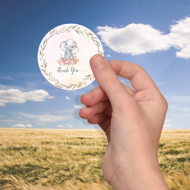 Baby Elephant Vielen Dank Runder Aufkleber (Von Creator hochgeladen)