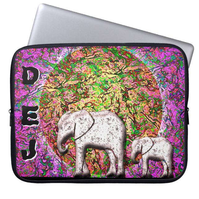Baby Elephant Walk (Mit Monogramm Accessoire Bag) Laptopschutzhülle (Vorderseite)