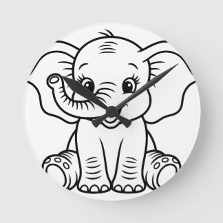 Baby Elephant Wall Clock Runde Wanduhr