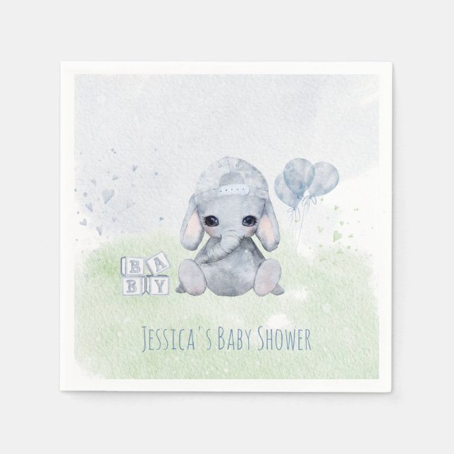 Baby Elephant Watercolor Animals Serviette (Vorderseite)