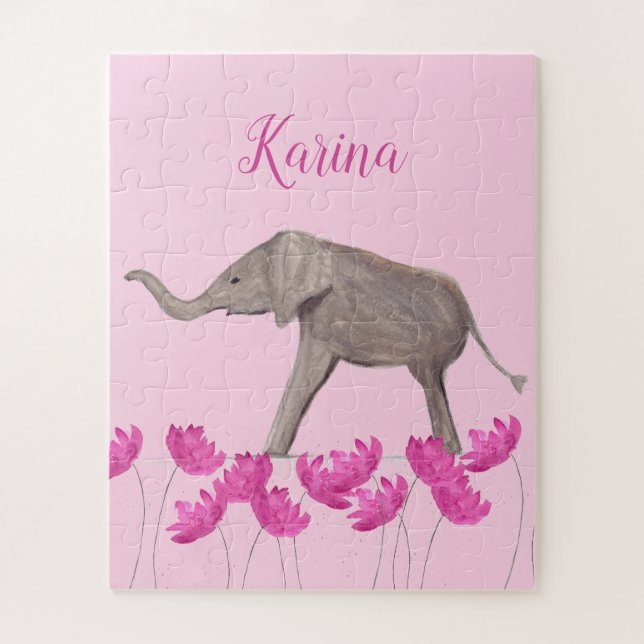 Baby Elephant Wildtier für Kinder Kunst Mädchen Puzzle (Vertikal)