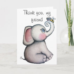 Baby Elephant with Bee Danke Karte