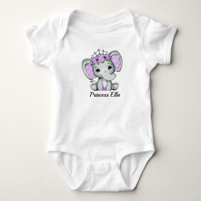 Baby Elephant with Flowers  Strampler (Vorderseite)