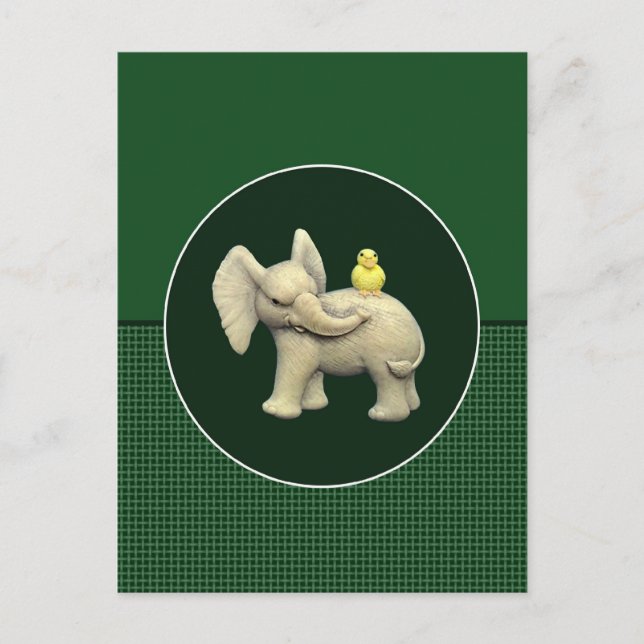 Baby Elephant & Yellow Duck Postkarte (Vorderseite)