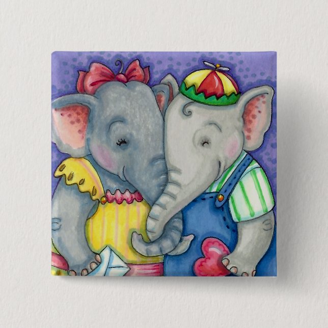 BABY ELEPHANTS ERSTE LIEBE, NIEDLICH PACHYDERM FRE BUTTON (Vorderseite)
