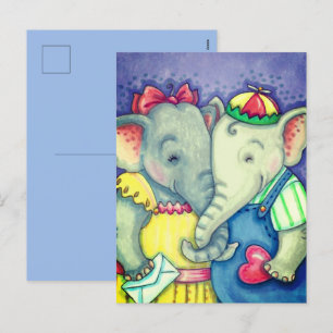 BABY ELEPHANTS ERSTE LIEBE, NIEDLICH PACHYDERM FRE FEIERTAGSPOSTKARTE