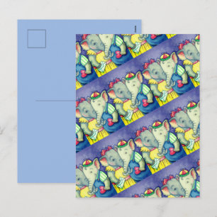 BABY ELEPHANTS ERSTE LIEBE, NIEDLICH PACHYDERM FRE FEIERTAGSPOSTKARTE