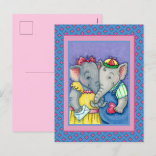 BABY ELEPHANTS ERSTE LIEBE, NIEDLICH PACHYDERM FRE FEIERTAGSPOSTKARTE