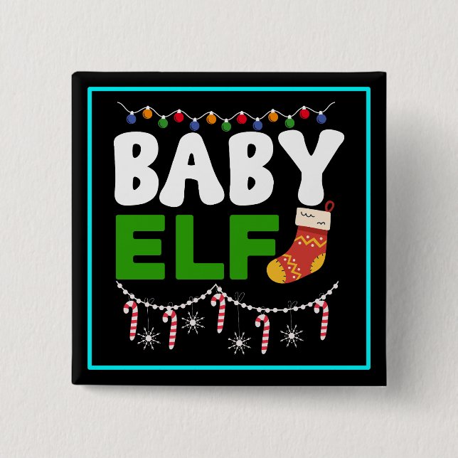 Baby Elf Christmas Holiday Design-84608 Button (Vorderseite)