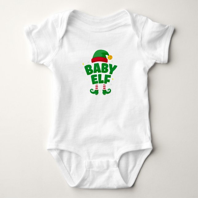 Baby Elf Cute Family Christmas Pajama Strampler (Vorderseite)