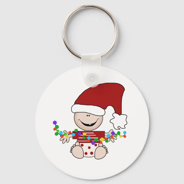 Baby Elf mit Leuchtpulten und Geschenken Schlüsselanhänger (Vorderseite)