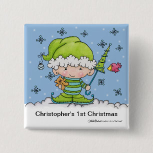Baby Elf - Personalisiert !st Christmas Button