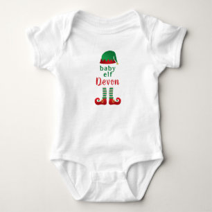 Baby Elf Personalize Name Chritsmas Red Green Strampler