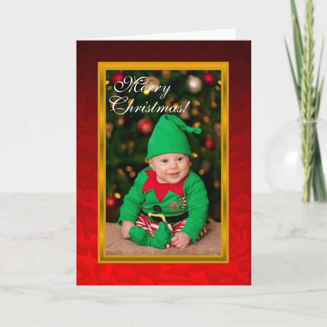 Baby Elf Red Christmas Card Feiertagskarte (Vorderseite)