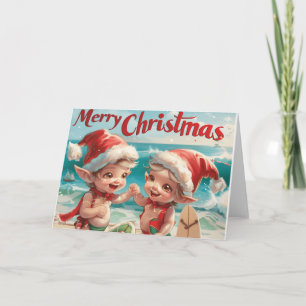 Baby Elves Beach Weihnachtskunst Feiertagskarte