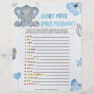 Baby Emoji Pictionary [Baby Elephant [blau] Briefbogen