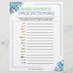 Baby Emoji Pictionary [Blue Floral] Briefbogen