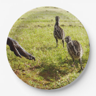 Baby-Emu-Küken und großer Fuß, Pappteller