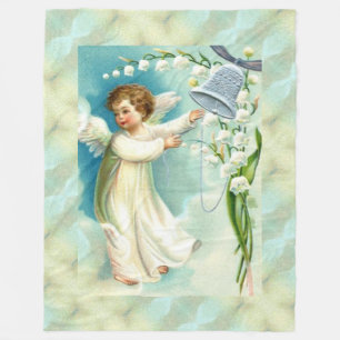 Baby-Engel mit blauem Glockenfleece-Decke Fleecedecke
