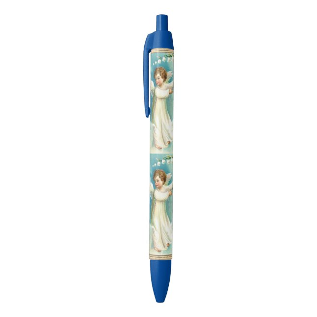 Baby Engel mit blauer Glocke Kugelschreiber (Oberseite (Vertikal))