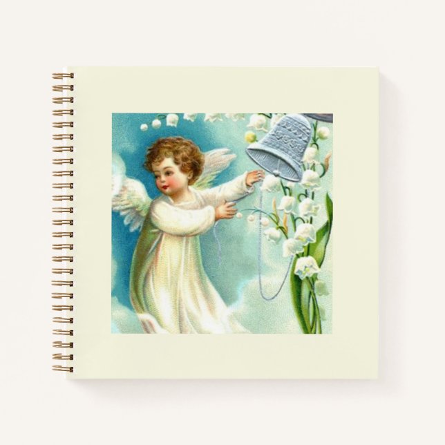 Baby Engel mit blauer Glocke Notizbuch (Vorderseite)